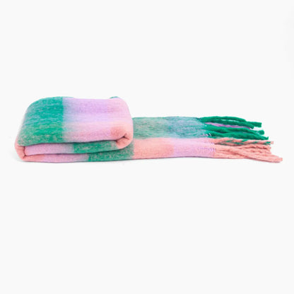 Allie Cosy Winter Scarf | Green / Lilac