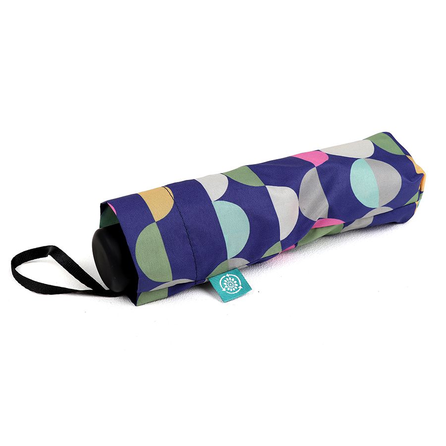 Recycled Blue Mix Geometric Circle Print Umbrella