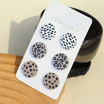 3 Pairs Of Acrylic Round Studs