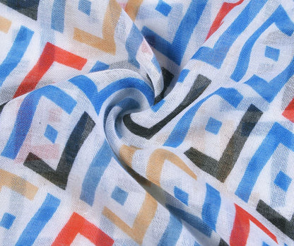 Blue L- Pattern Print Scarf