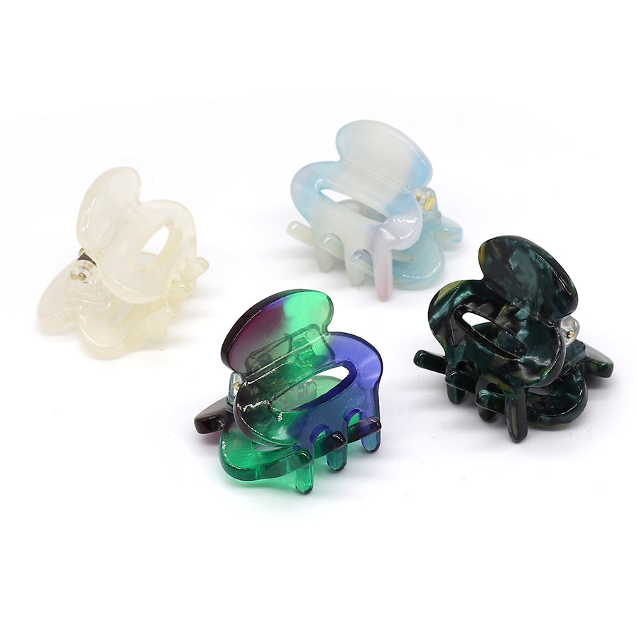 Blue & Green Mix Mini Hair Clips Set