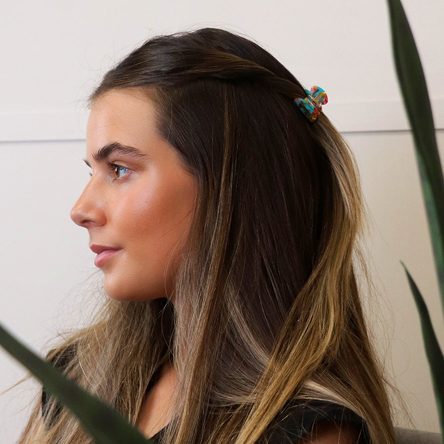 Red and Blue Mix Mini Hair Clips Set