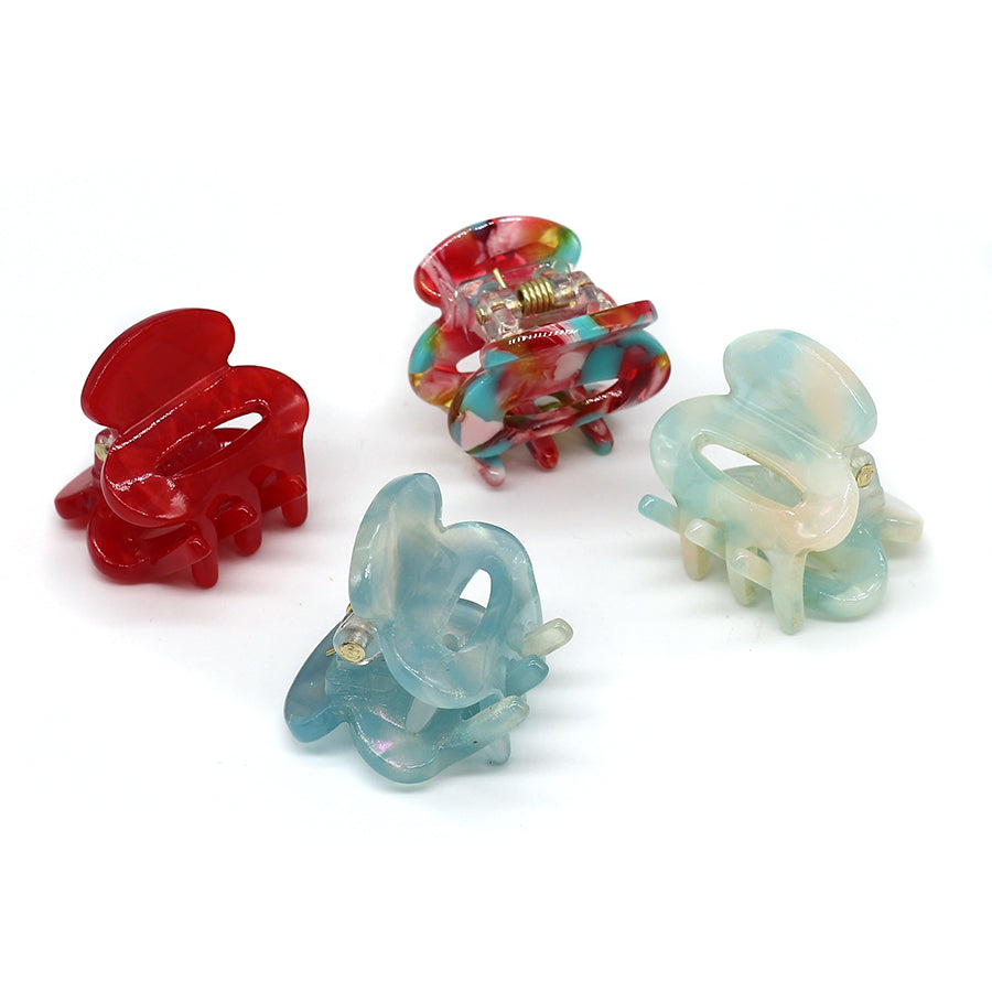 Red and Blue Mix Mini Hair Clips Set