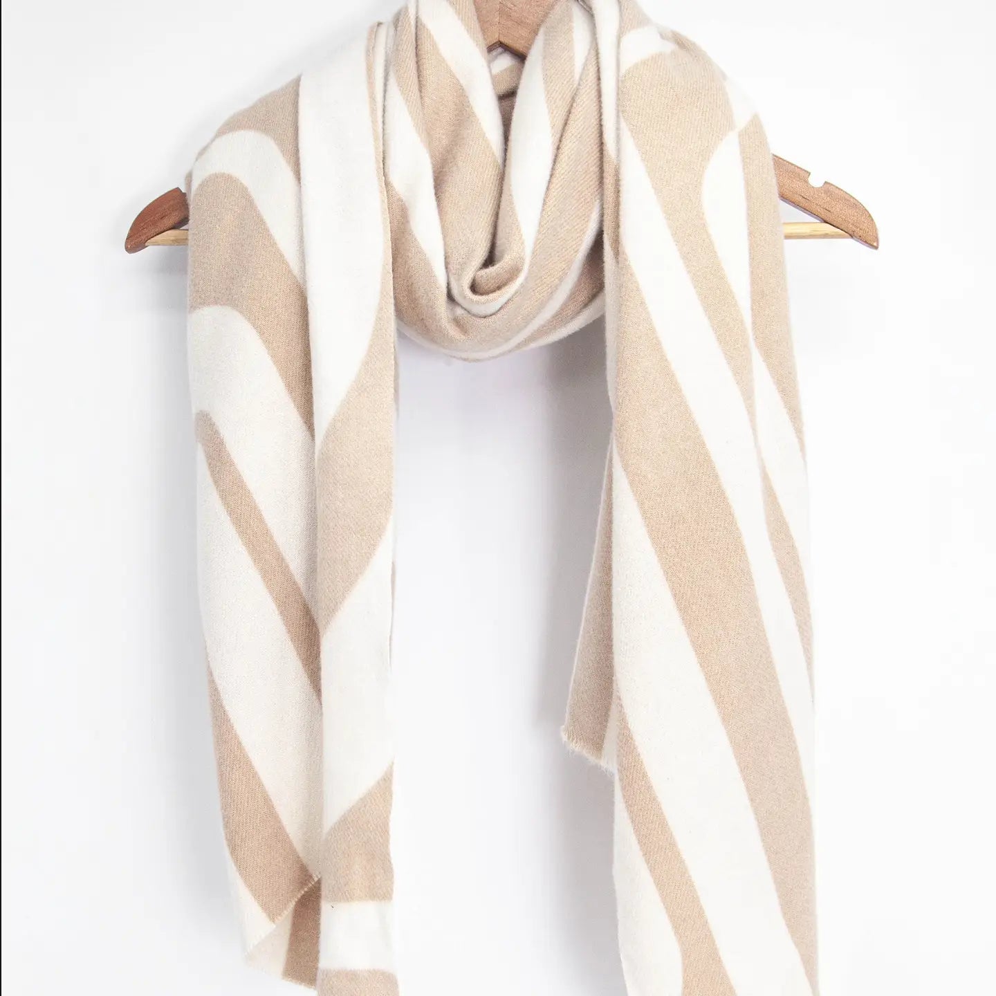 Stripe Geometric Scarf | Cream