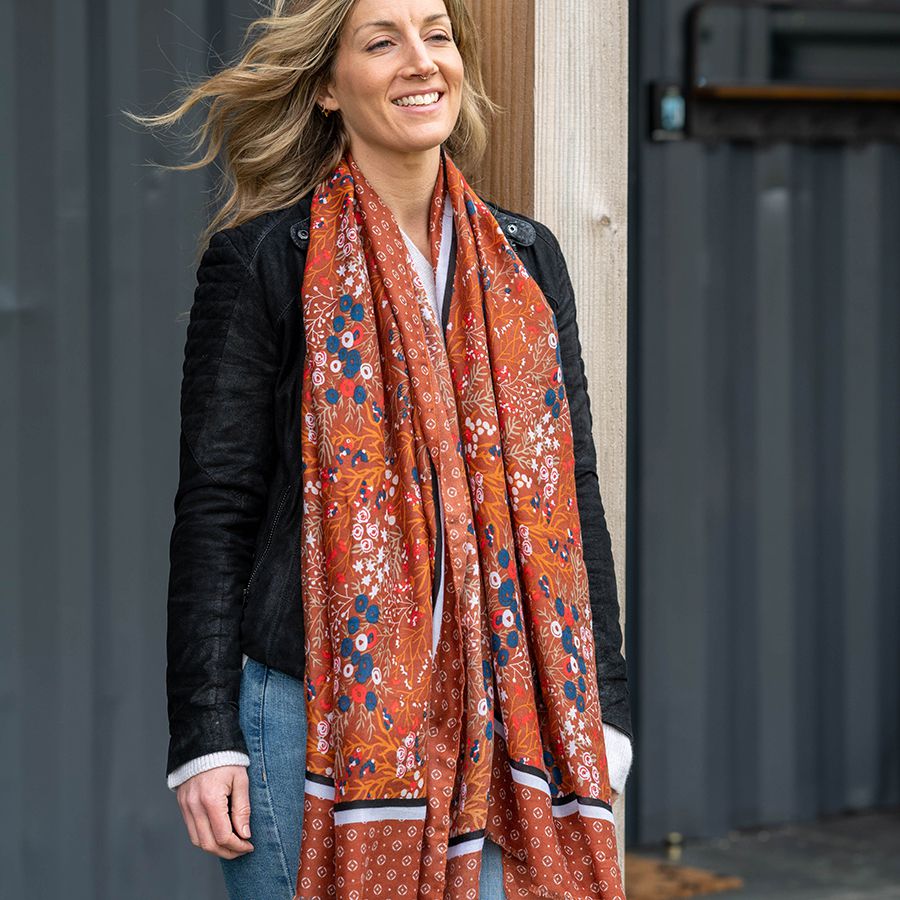 Ginger Mix Floral Scarf