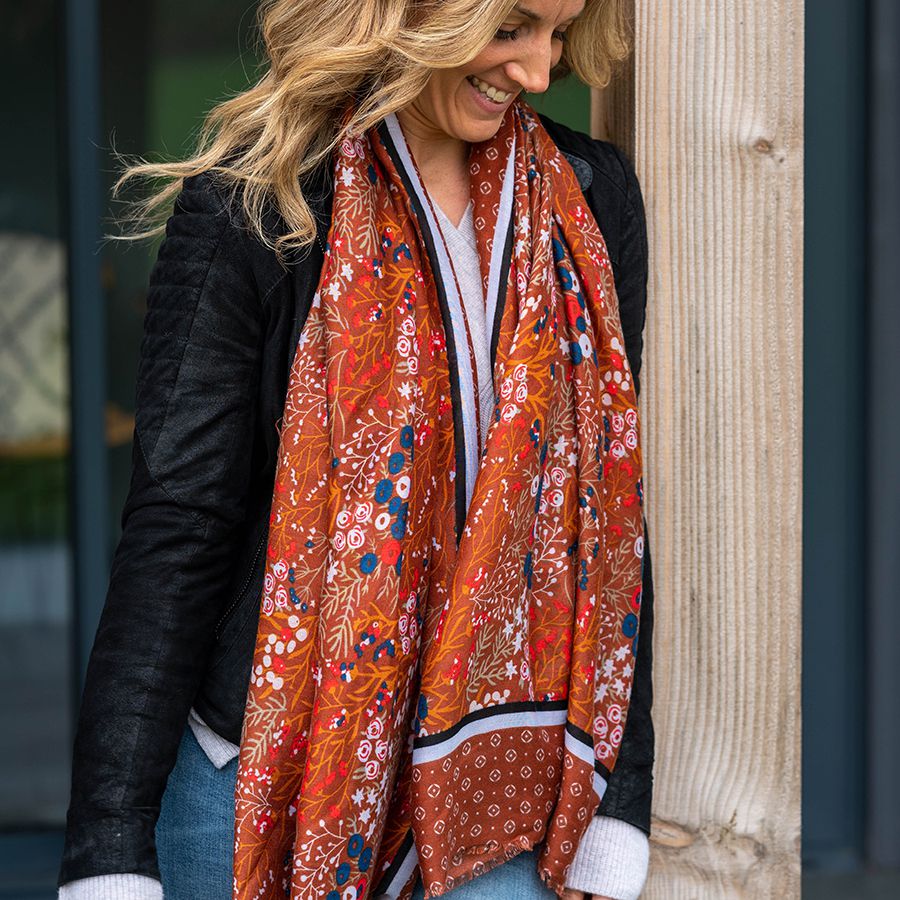 Ginger Mix Floral Scarf