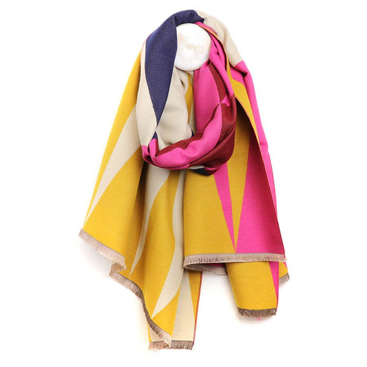 Mustard & Pink Mix Colour Block Scarf