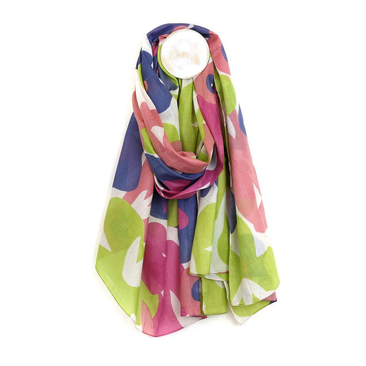 Organic Cotton Green & Pink Retro Print Scarf