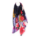 Navy Blue Recycled Scarf With Tropical Edge