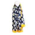 Silky Navy Pansy Print Scarf