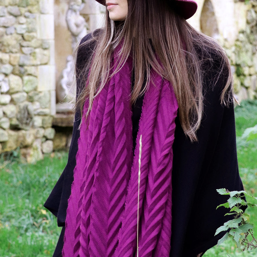 Rich Magenta Pleat Scarf