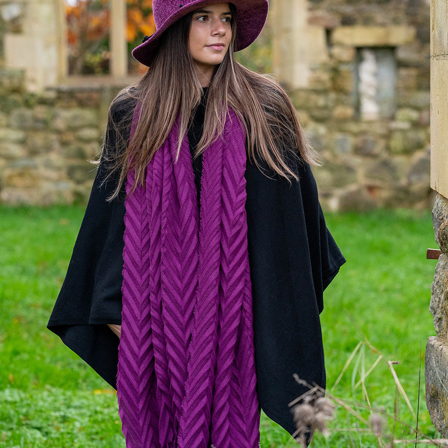 Rich Magenta Pleat Scarf