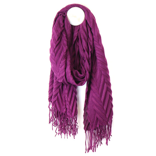 Rich Magenta Pleat Scarf