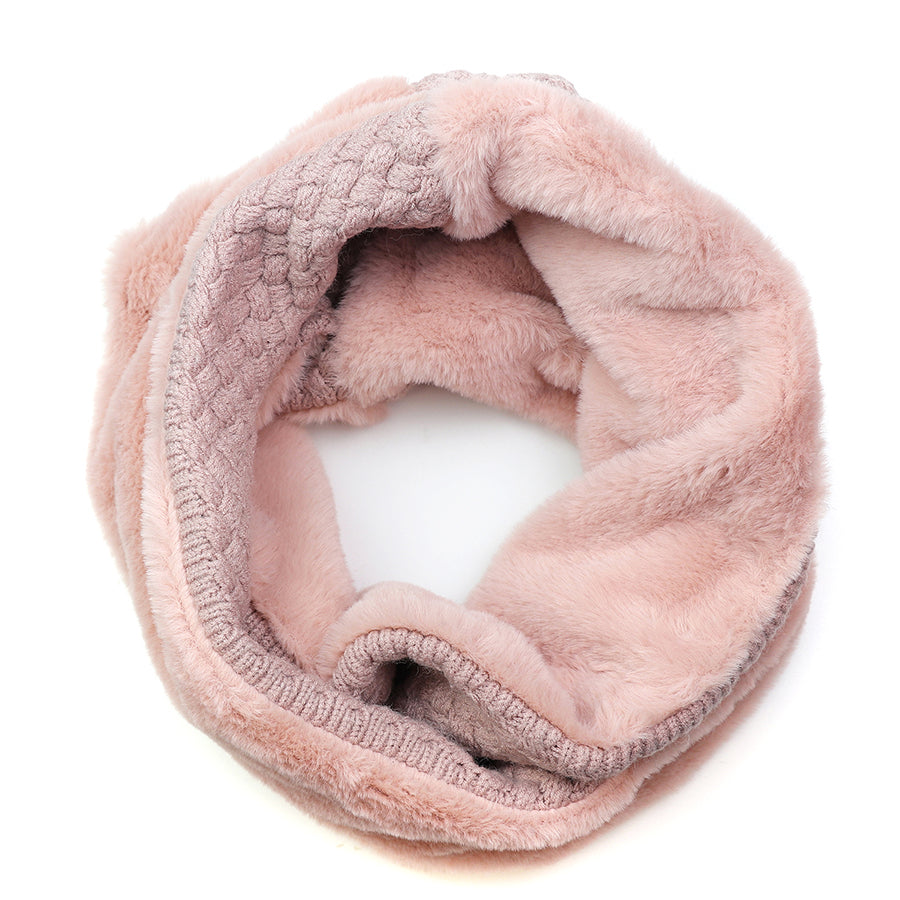 Pink Faux Fur & Knit Twist Snood