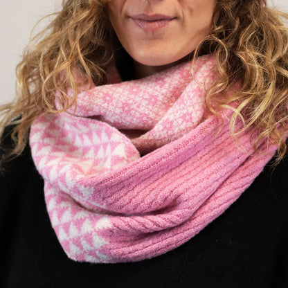 Recycled Blend Pink & White Scandi Snood