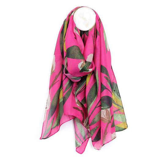 Recycled Pink Print Botanical Scarf