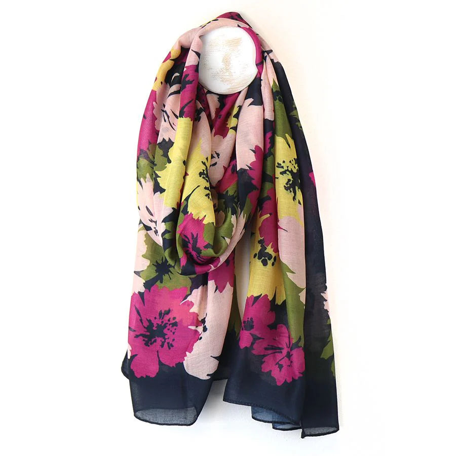 Recycled Navy Mix Floral Scarf