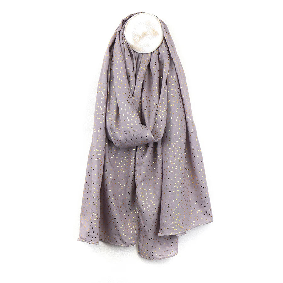 Soft Grey Scarf With Metallic Speckle Print