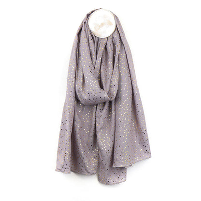 Soft Grey Scarf With Metallic Speckle Print