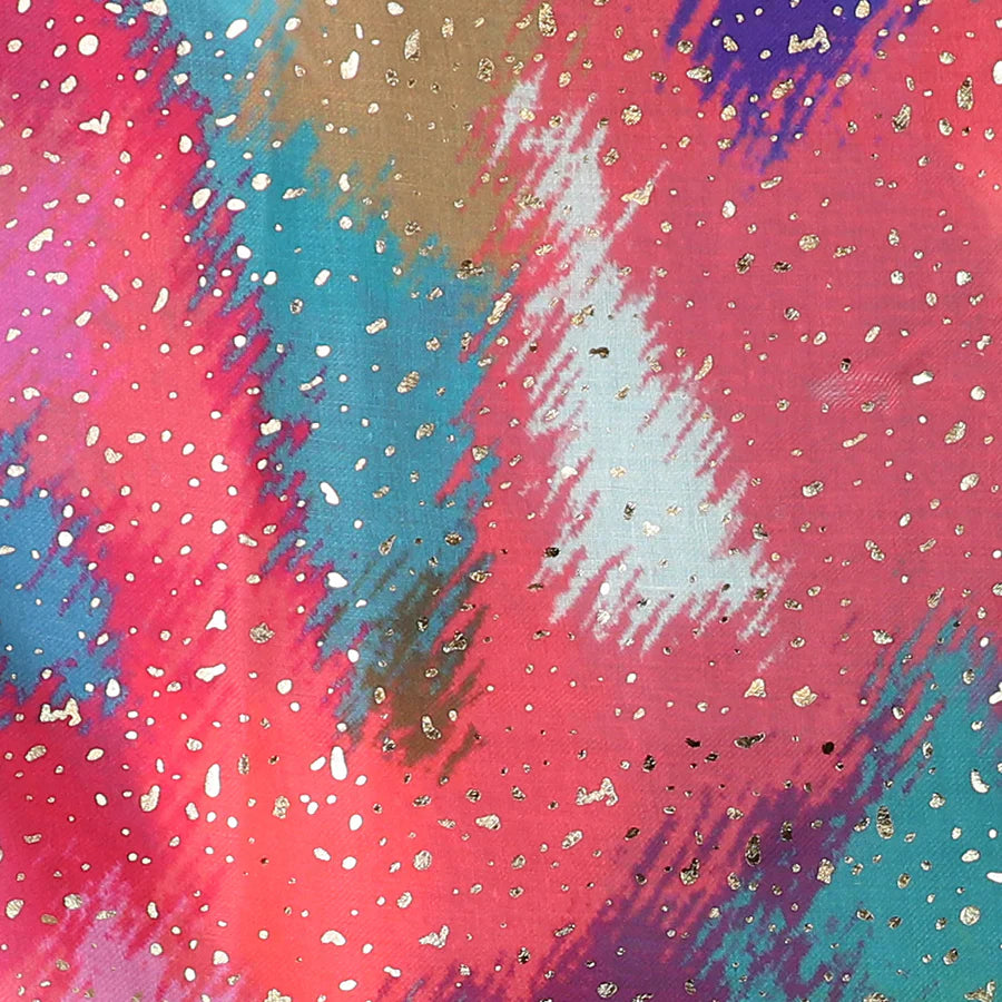 Teal & Red Mix Abstract Recycled Scarf