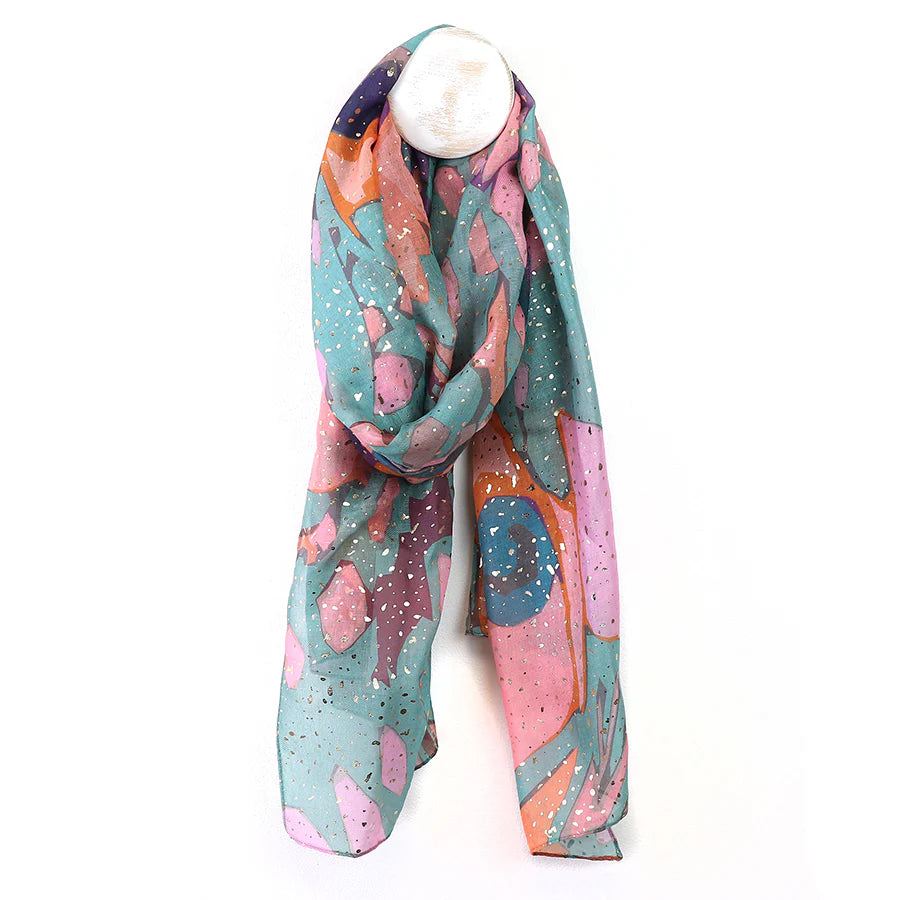 Blue & Pink Abstract Butterfly Blend Recycled Scarf