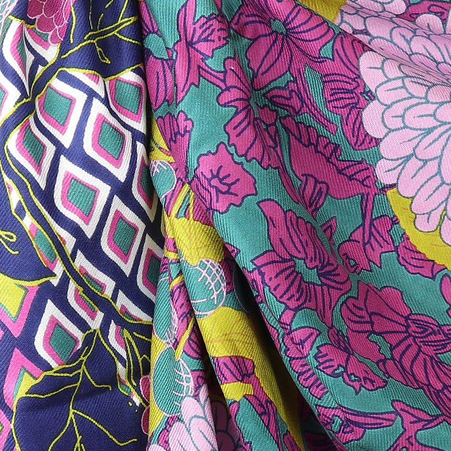 Bamboo Green Mix Dahlia Multicolour Scarf