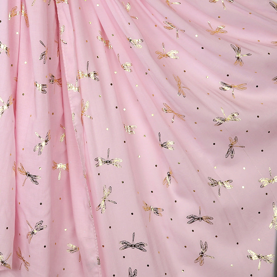 Pastel Pink & Metallic Dragonfly Scarf