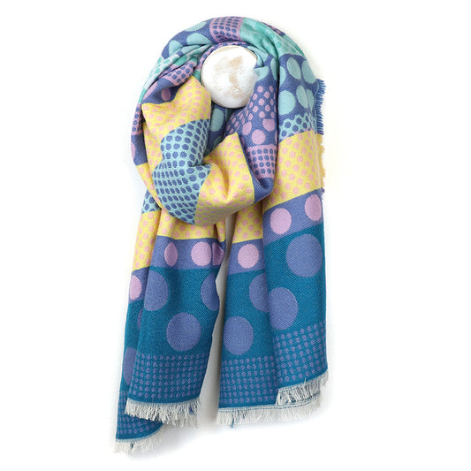 Reversible Blue Mix Polkadot, Stripes Scarf