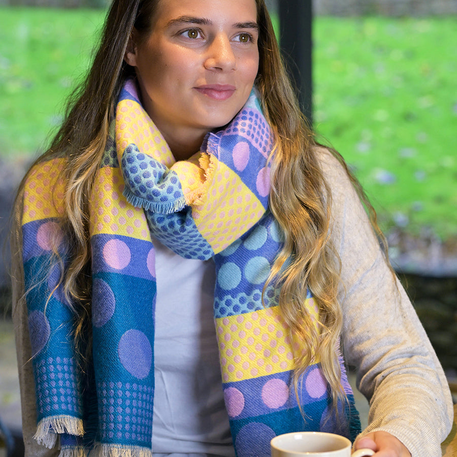 Reversible Blue Mix Polkadot, Stripes Scarf