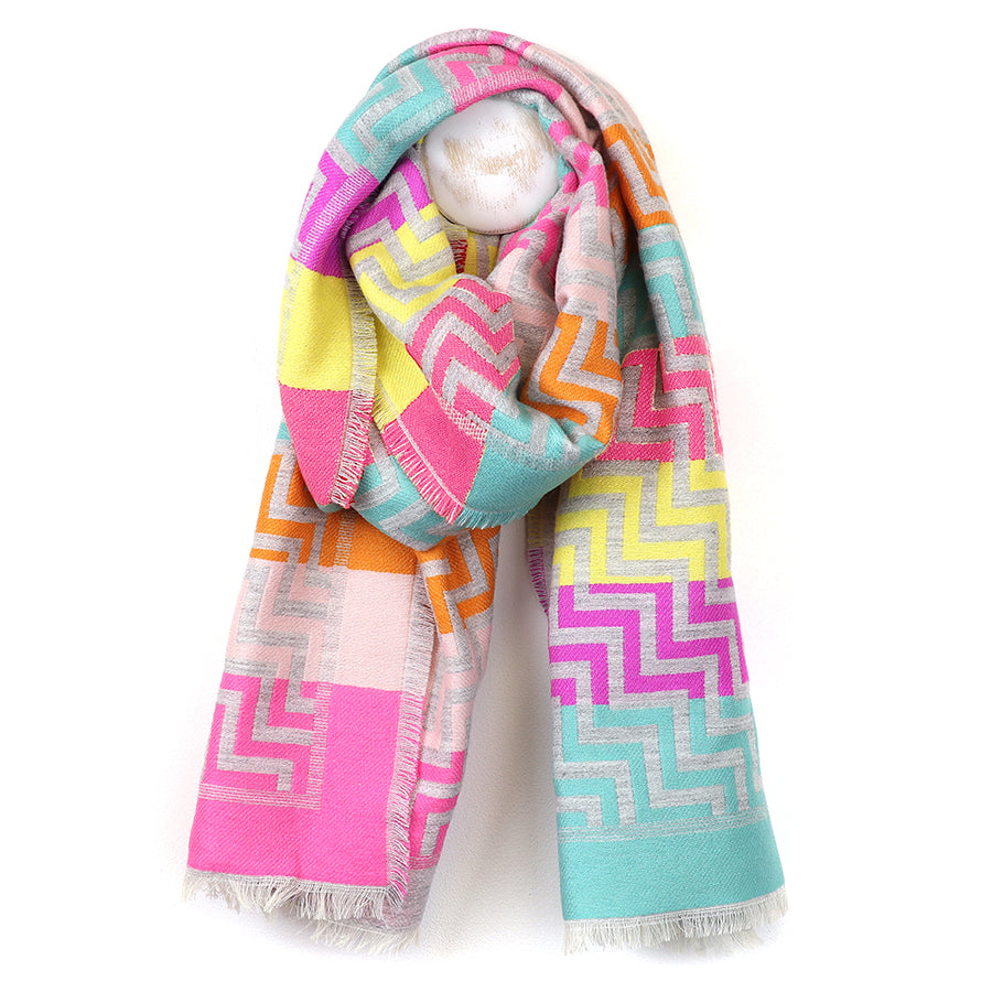 Reversible Bright Mix Zig Zag Scarf