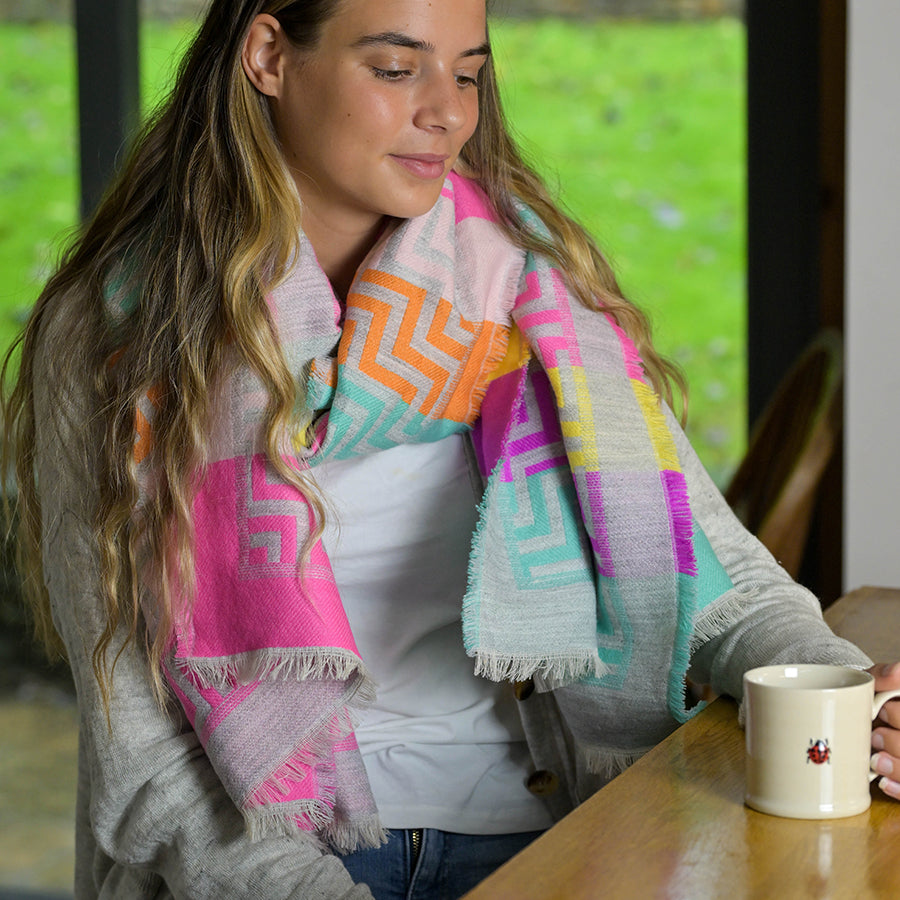 Reversible Bright Mix Zig Zag Scarf