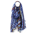 Blue Mix Painted Dotty Wave Print Scarf
