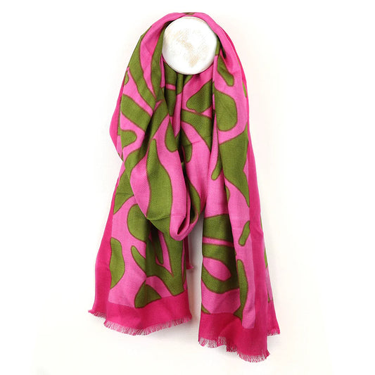 Pink Mix Abstract Swirl Print Scarf