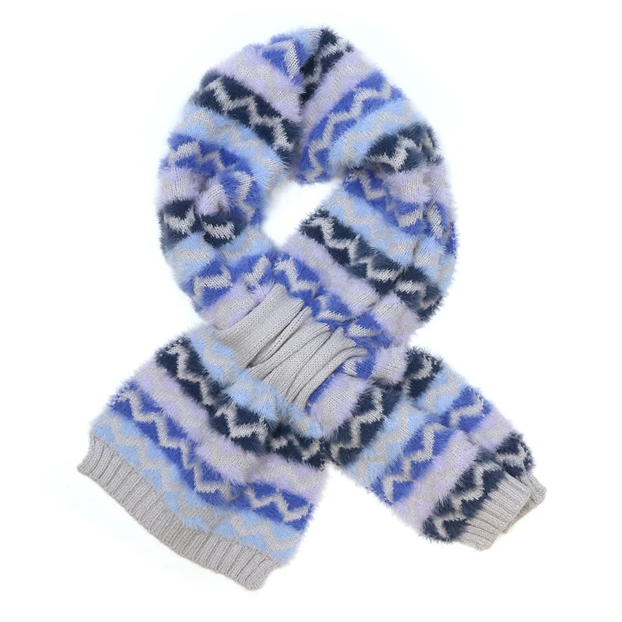 Blue & Grey Chervon Pull Through Scarf