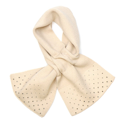 Cream Fine Knit Pull Through Scarf Wit Sparkle Edge Detail