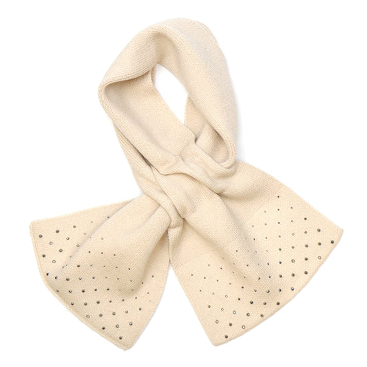 Cream Fine Knit Pull Through Scarf Wit Sparkle Edge Detail