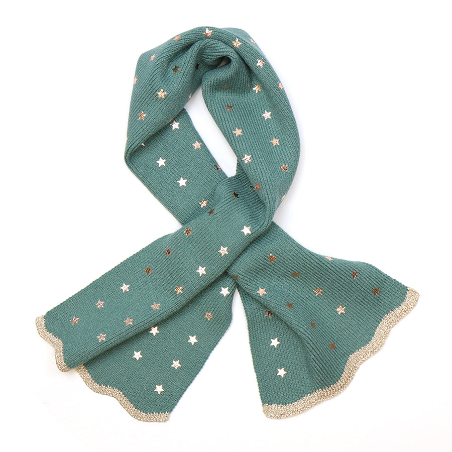 Sea Foam Recycled Blend Pull Through Stars Scarf