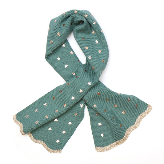 Sea Foam Recycled Blend Pull Through Stars Scarf