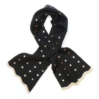Black Recycled Blend Pull Through Stars Scarf