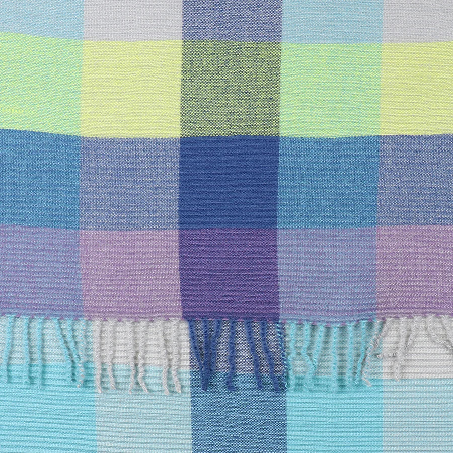 Blue & Green Crinkle Check Scarf