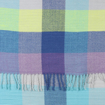 Blue & Green Crinkle Check Scarf
