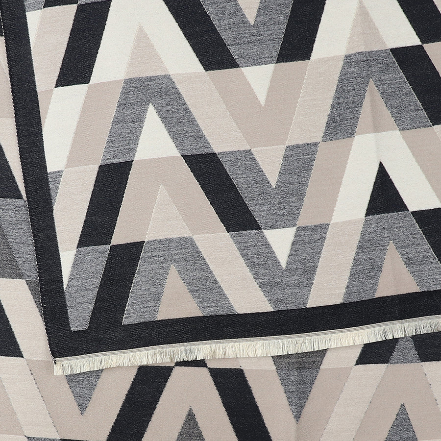 Black & Mushroom Geometric Print Scarf