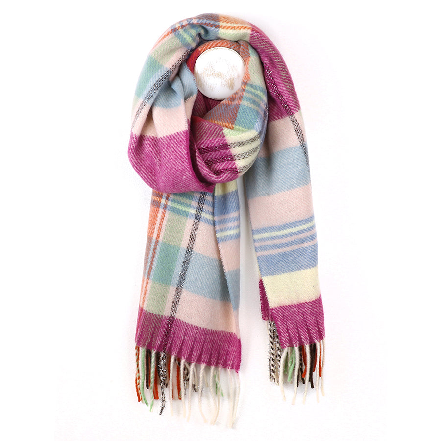 Magenta & Blue Mix Tartan Scarf