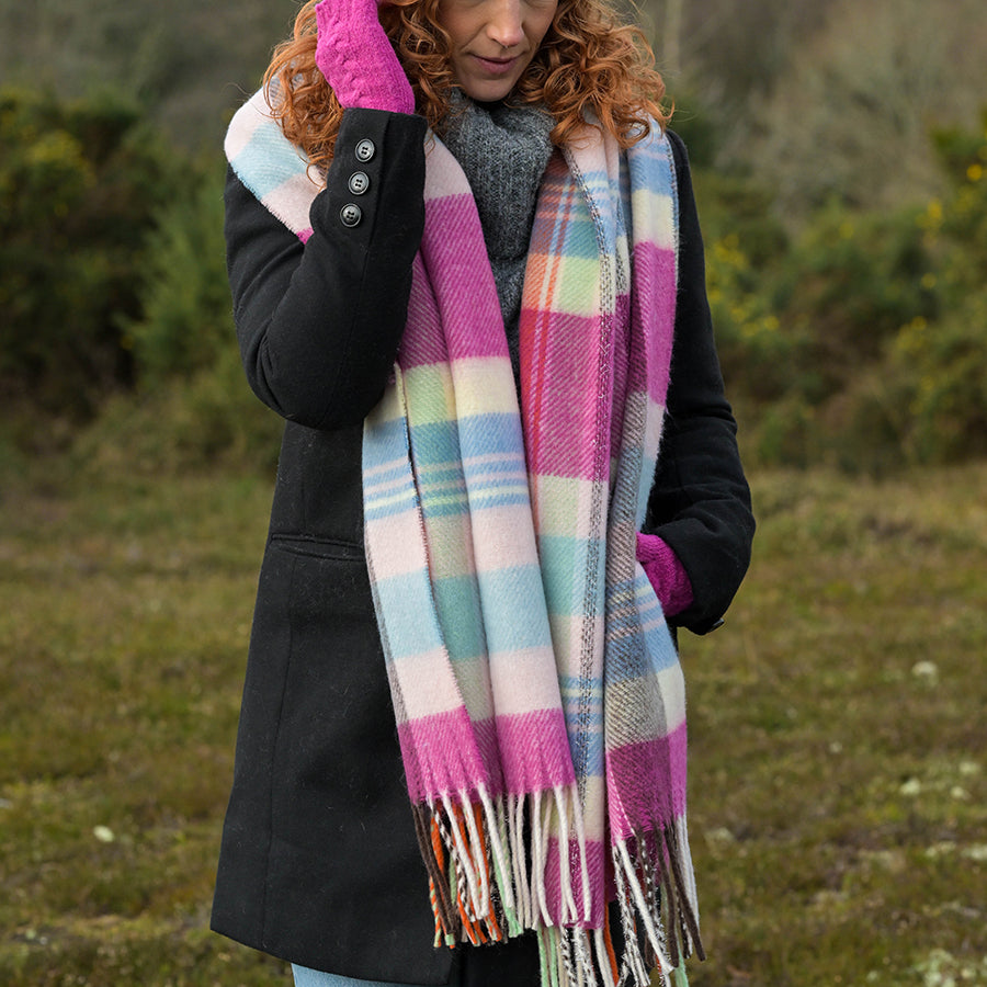 Magenta & Blue Mix Tartan Scarf