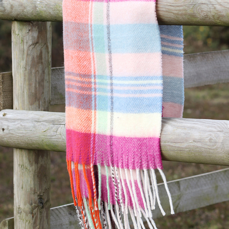 Magenta & Blue Mix Tartan Scarf