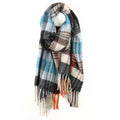 Blue & Charcoal Mix Tartan Check Scarf