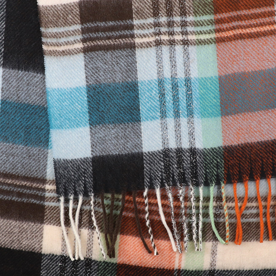 Blue & Charcoal Mix Tartan Check Scarf