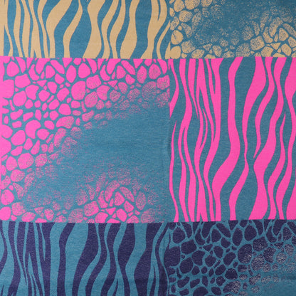Blue & Pink Mix Multi Animal Print Scarf
