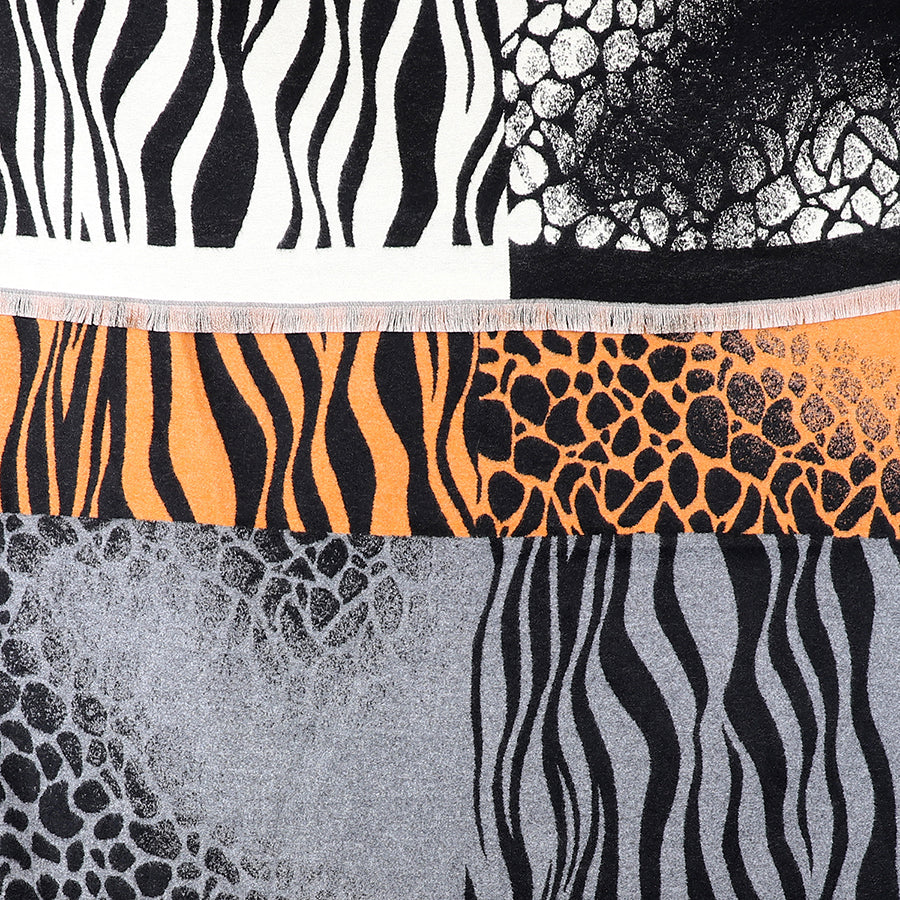 Black & Orange Mix Multi Animal Print Scarf