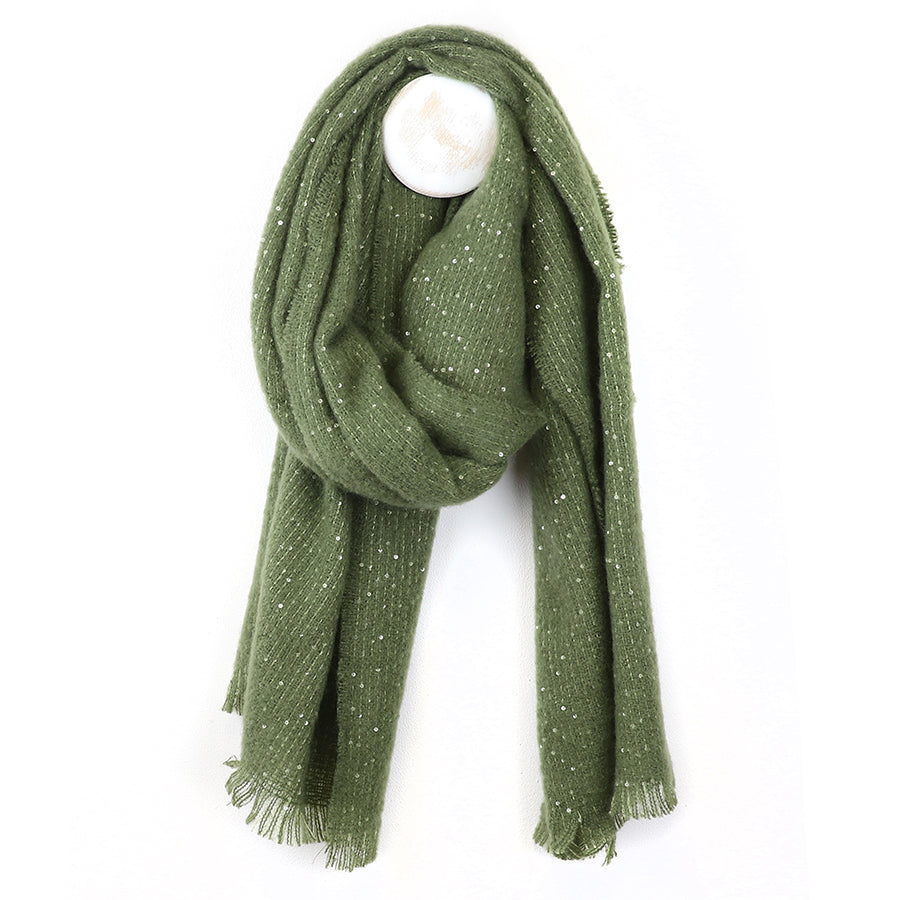 Khaki Scarf With Sequin Detail